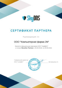 Сертификат партнера SkyDNS